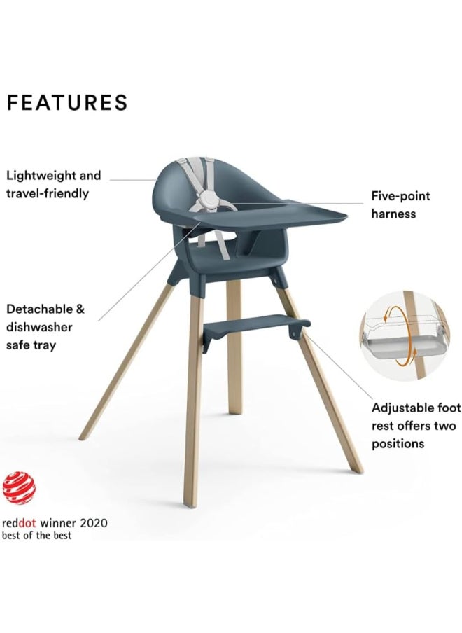 STOKKE Clikk High Chairall - In - One Baby High Chair With Tray + Harnesslight, Durable And Travel Friendlyergonomic And Adjustable Featuresbest For 6 - 36 Months Or Up To 15Kg/33Lbsfjord Blue  - Image 5