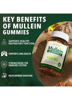 NEVISS Mullein Leaf Extract 1000Mg For Lung Cleanse Vegan Mullein Gummies For Lung With Quercetin & Bromelain Vitamin D3 Ashwagandha For Calm & Gut Health Chewable Herbal Supplements Nongmo 120 Counts  - Image 5