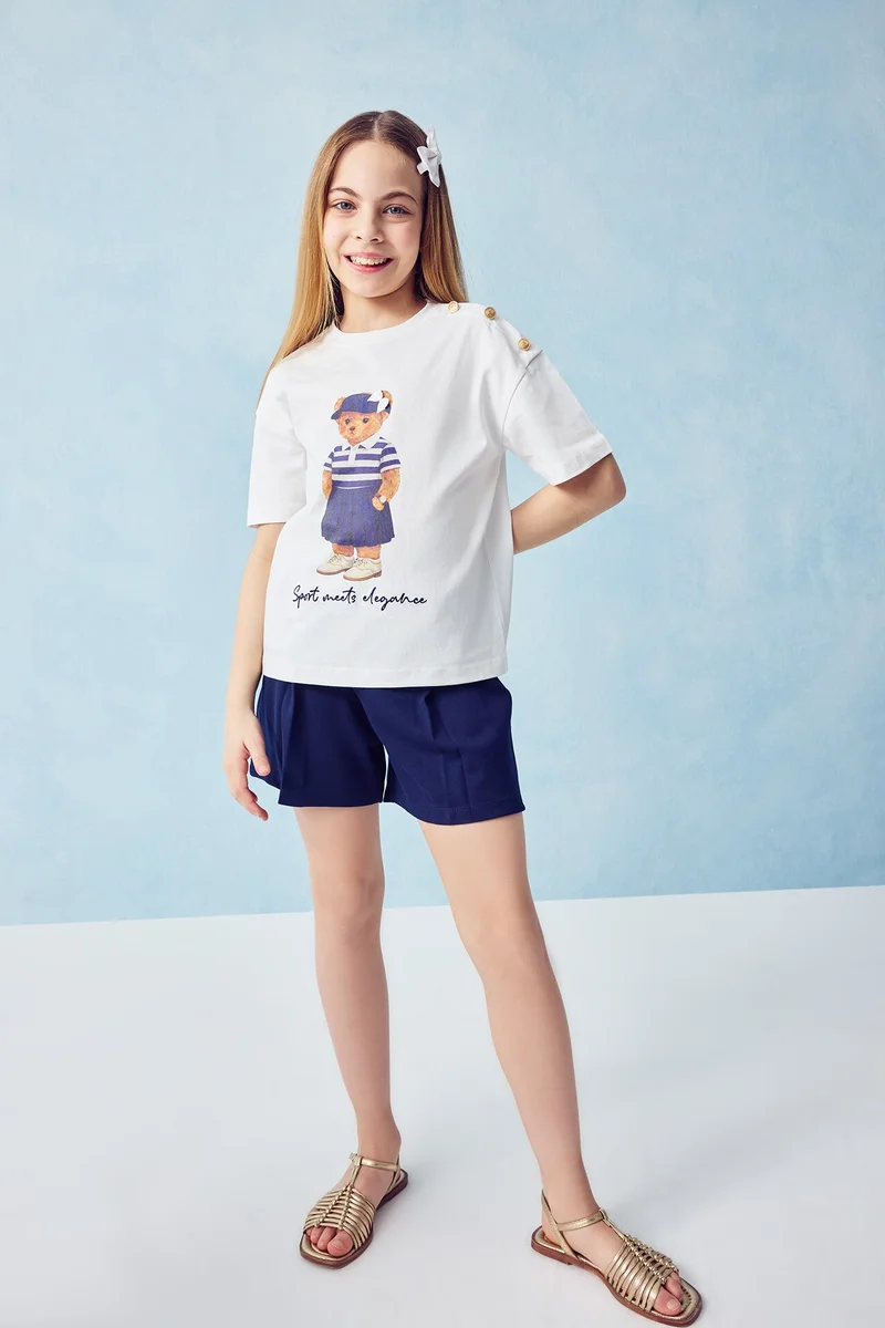Defacto Girl Regular Fit Animal Print Short Sleeve T-Shirt