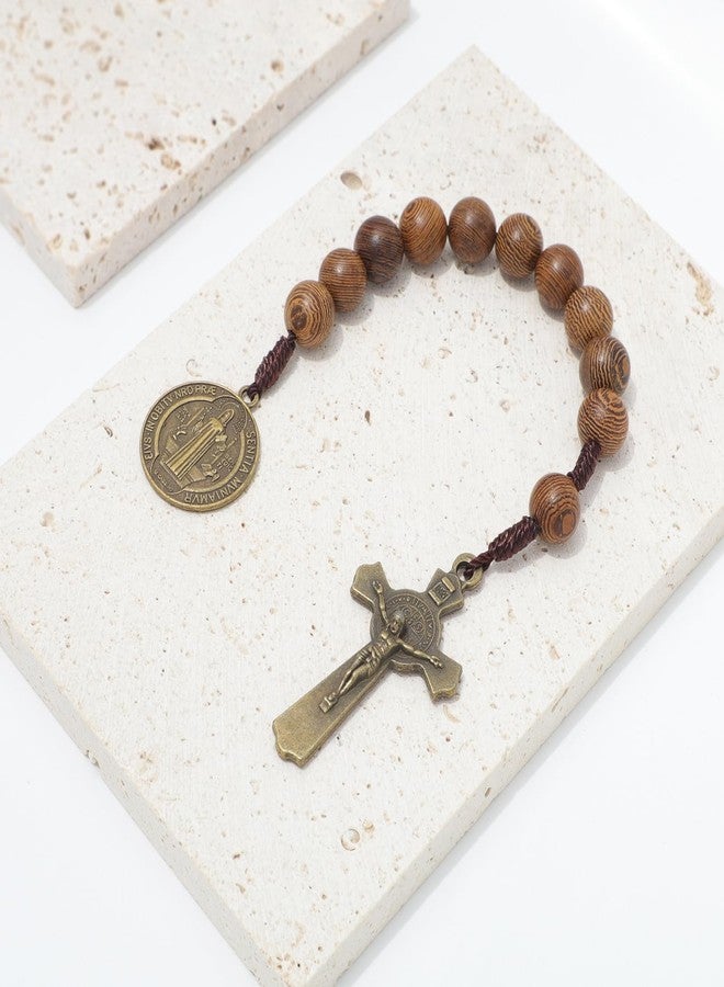 KOMI Saint Benedict Medal One Decade Prayer Pocket Rosary 10MM Beads Mini Rosary with Medalla de san benitol and Crucifix - Image 3