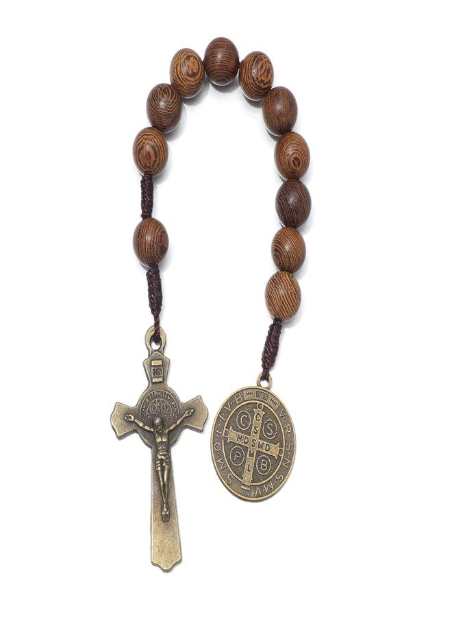 KOMI Saint Benedict Medal One Decade Prayer Pocket Rosary 10MM Beads Mini Rosary with Medalla de san benitol and Crucifix - Image 1