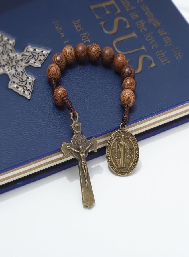 KOMI Saint Benedict Medal One Decade Prayer Pocket Rosary 10MM Beads Mini Rosary with Medalla de san benitol and Crucifix - Image 5