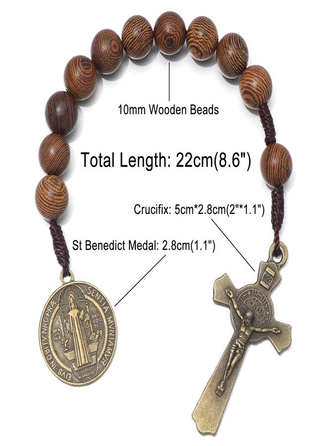 KOMI Saint Benedict Medal One Decade Prayer Pocket Rosary 10MM Beads Mini Rosary with Medalla de san benitol and Crucifix - Image 4