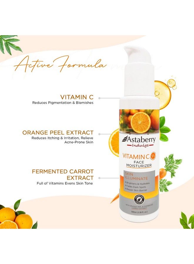 Astaberry Indulge Vitamin C Face Moisturizer For Skin Illuminate 100Ml Brightens & Hydrates; Fades Dark Spots; Repairs Skin Barrier; With Orange Peel & Fermented Carrot Extract - Image 5