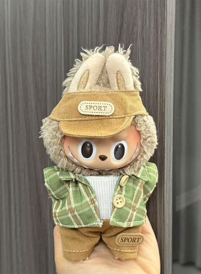 Clothes for Labubu | Premium Quality Doll Clothing Set (NO Doll) | 17cm Labubu Accessories & Exquisite Outfits | Clothes for Labubu Dolls (Green Shirt 3-Piece)  - Image 3