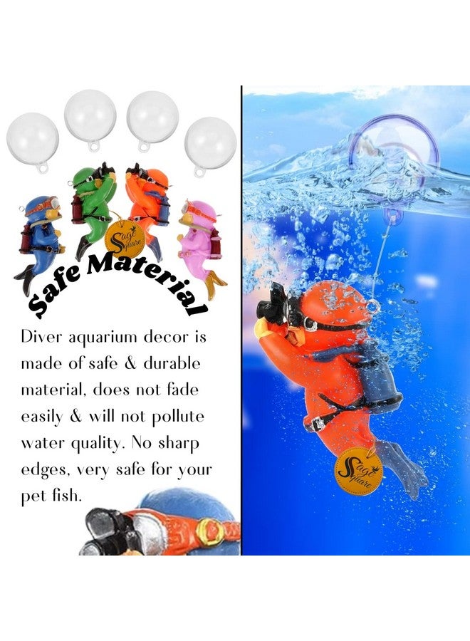 سايج سكوير ديكور غواص سكوبا، زينة حوض سمك واقعية لموضوع تحت الماء، مادة آمنة، تمثال غواص مائي، منحوتة مستكشف، زينة غواص بحري، ديكور لعشاق الغوص - Image 3