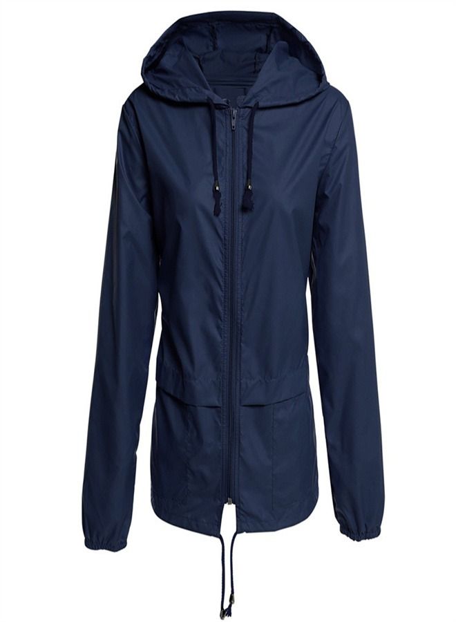 Loquat Hooded Zippered Cardigan Hiking Raincoat Jacket 