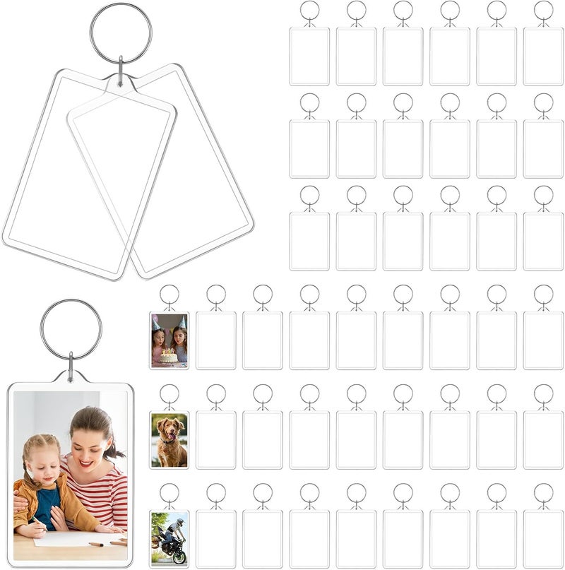 COMNICO 45Pcs Photo Keychain (2 x 3inch) Acrylic Clear Picture Frame Keychain Blank Photo Insert Keyring DIY Craft Personalised Favor Graduation Gift, Family Friends Photoes Collection Gift - Image 1