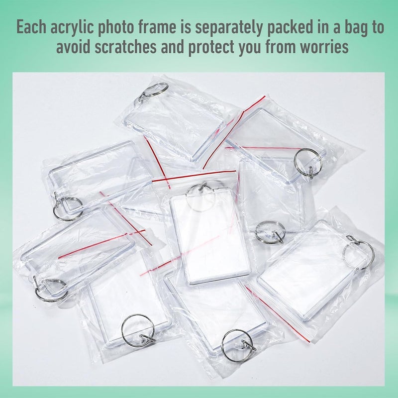 COMNICO 45Pcs Photo Keychain (2 x 3inch) Acrylic Clear Picture Frame Keychain Blank Photo Insert Keyring DIY Craft Personalised Favor Graduation Gift, Family Friends Photoes Collection Gift - Image 3