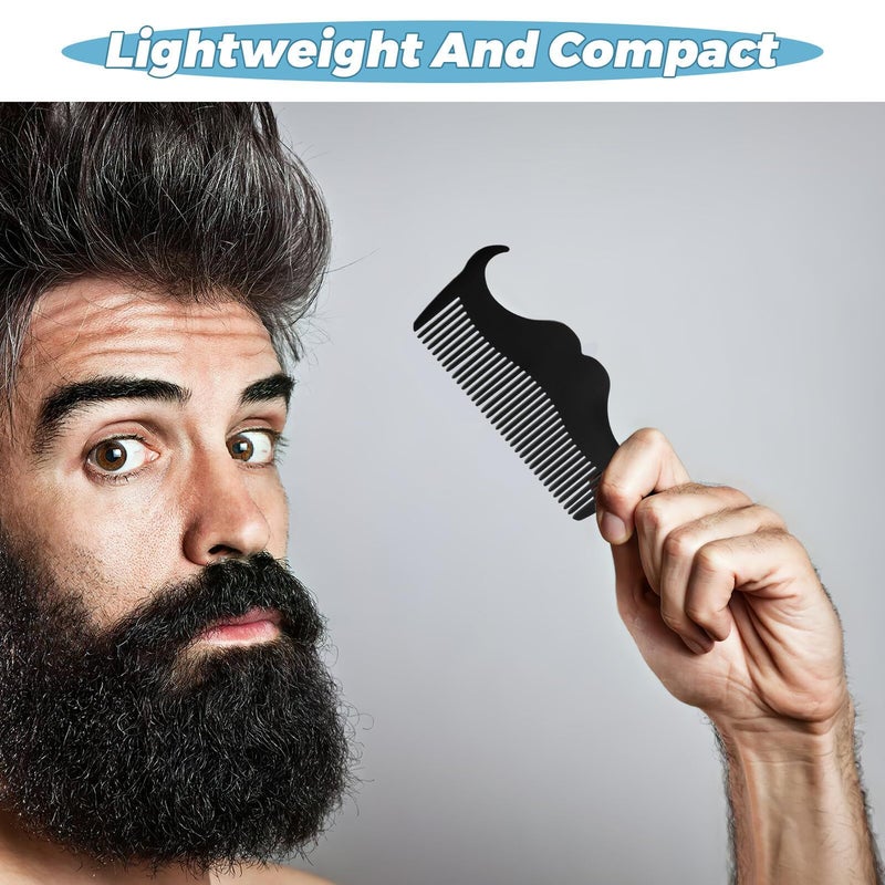 Stainless Steel Beard Comb and Mustache Shaper Set With Black Pocket Case - Image 4