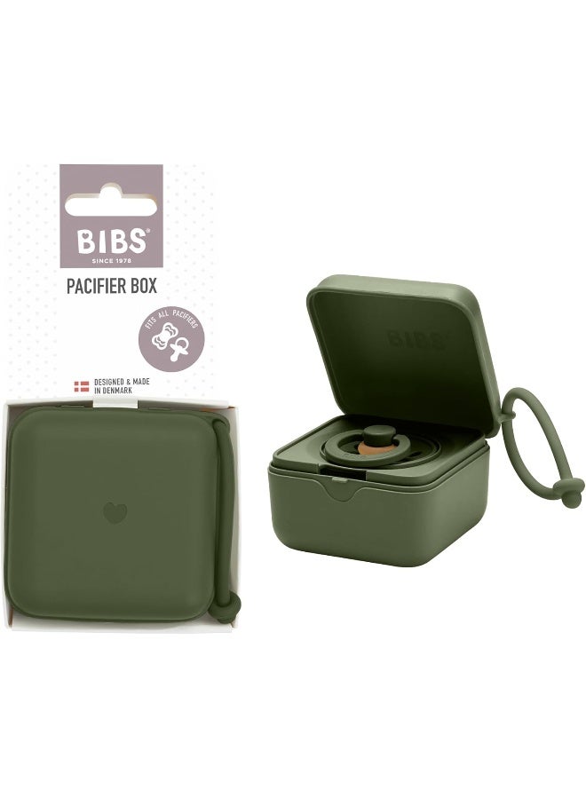 BIBS Dummy Box with Elastic Strap Steriliser Box for Dummies 100% BPA Free Material Hunter Green - Image 1