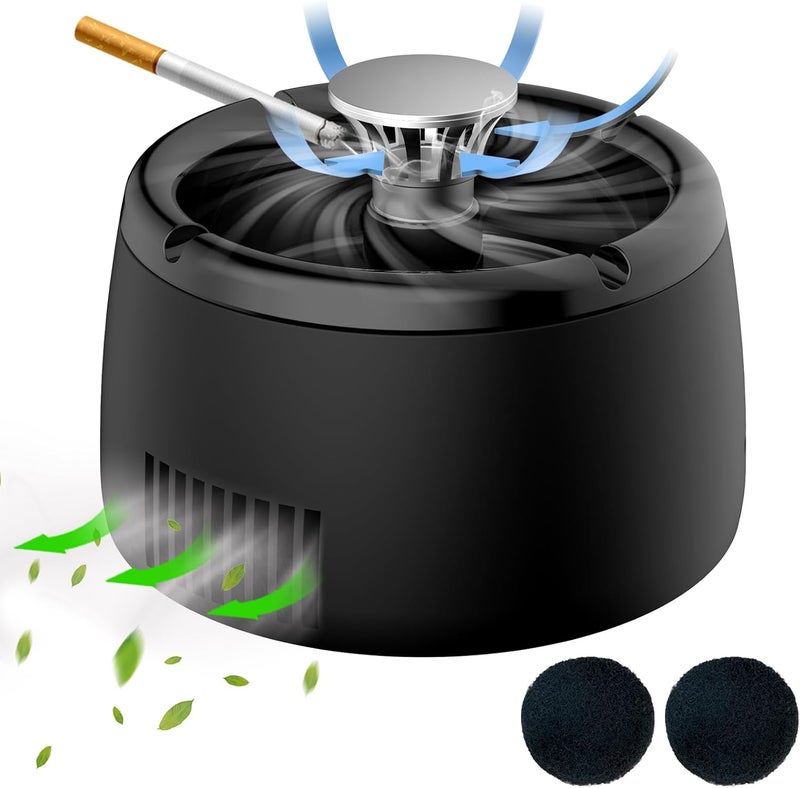 GESPERT Smoke Removing Ashtray, Clean Air Smokeless Ashtray Indoor Rechargeable for Car Indoor Home Office Black - Image 1