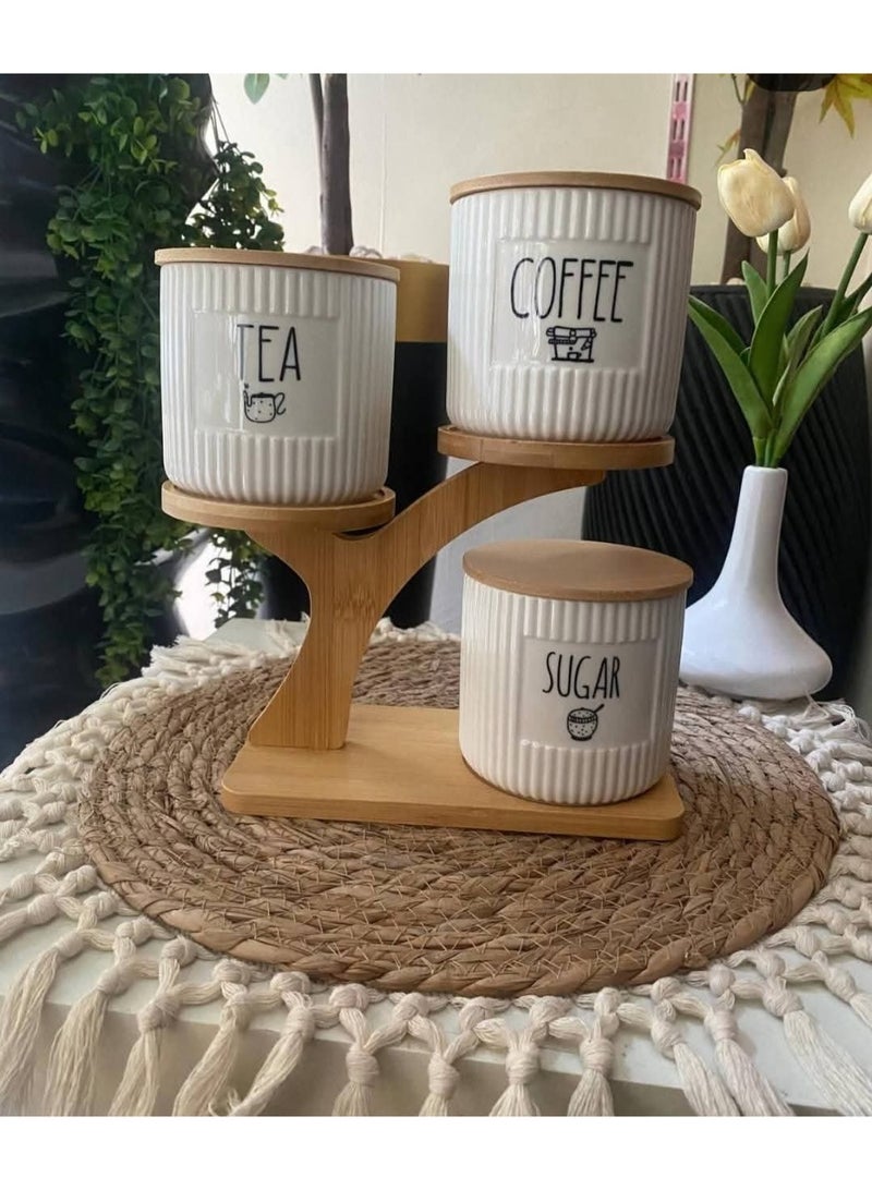 TEA-COFFEE-SUGER organizer with wooden stand 650 ml - Image 5