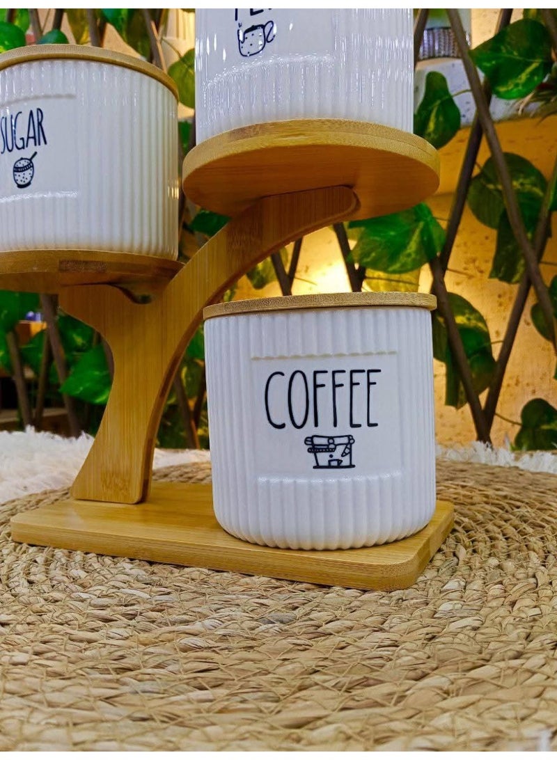 TEA-COFFEE-SUGER organizer with wooden stand 650 ml - Image 2
