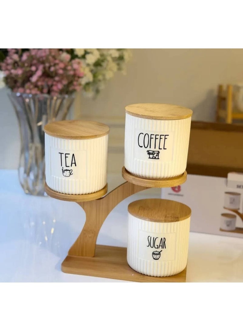TEA-COFFEE-SUGER organizer with wooden stand 650 ml - Image 4