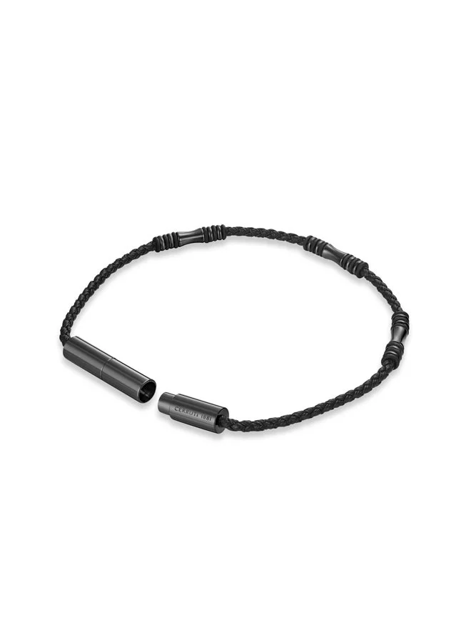 CERRUTI 1881 Angelo Grey and Black Leather Bracelet for Men