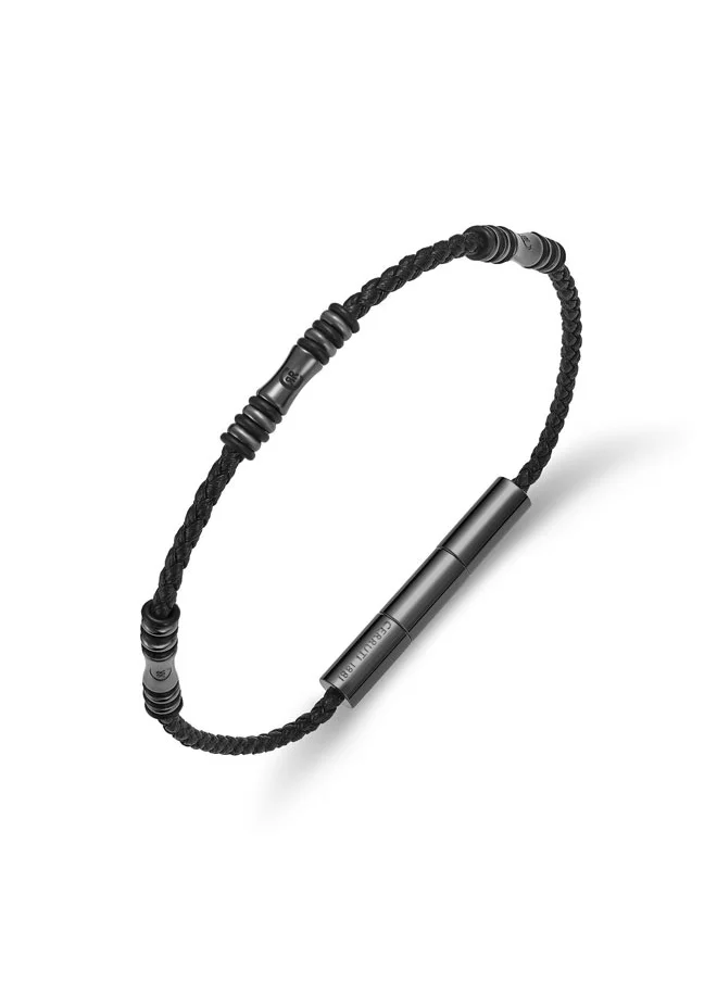 CERRUTI 1881 Angelo Grey and Black Leather Bracelet for Men