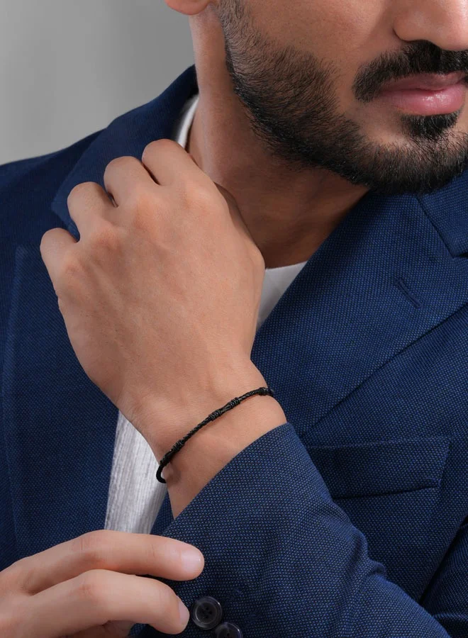 CERRUTI 1881 Angelo Grey and Black Leather Bracelet for Men