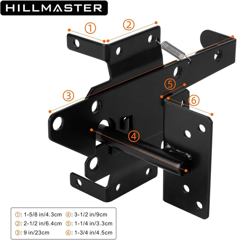 HILLMASTER Heavy Duty Self-Locking Gate Latch for Wooden Fence, Post Mount Automatic Gate Lock Gravity Door Latch Hardware for Secure Pool, Outdoor Garden, Metal Gates Vinyl Fence, Black Finish - Image 4
