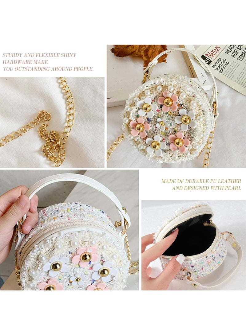 SOLARAE Kids Purse for Girls, Little Girls Toddler Crossbody Purse,  Toddler Flower Crossbody Handbag, Princess Kids Handbags Baby Girls Shoulder Bag, 3pcs Dress Up Jewelry Gift Set (Pink) - Image 3