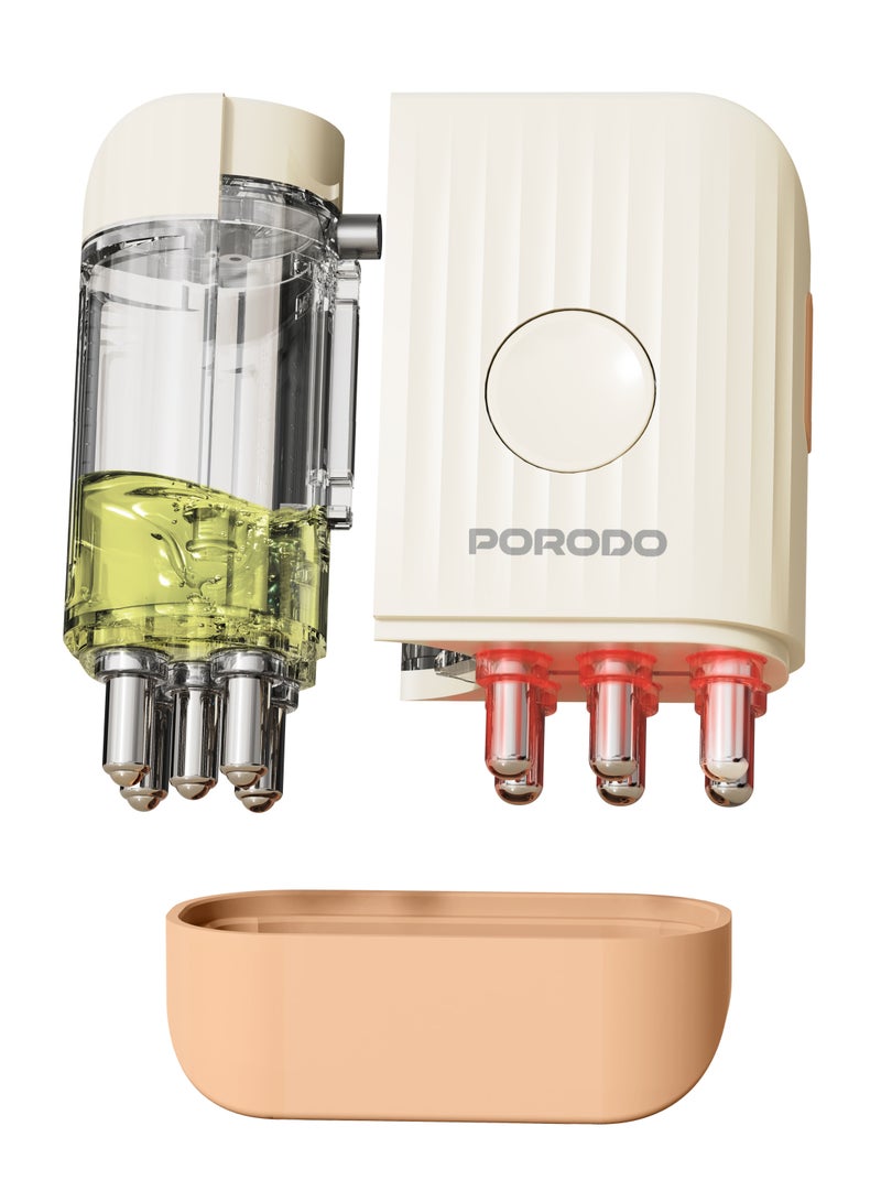 porodo Scalp Massager with EMS & Red Light and Hair Oil Applicator / Light Therapy for Scalp Care / Compact & Lightweight - Beige - Image 1