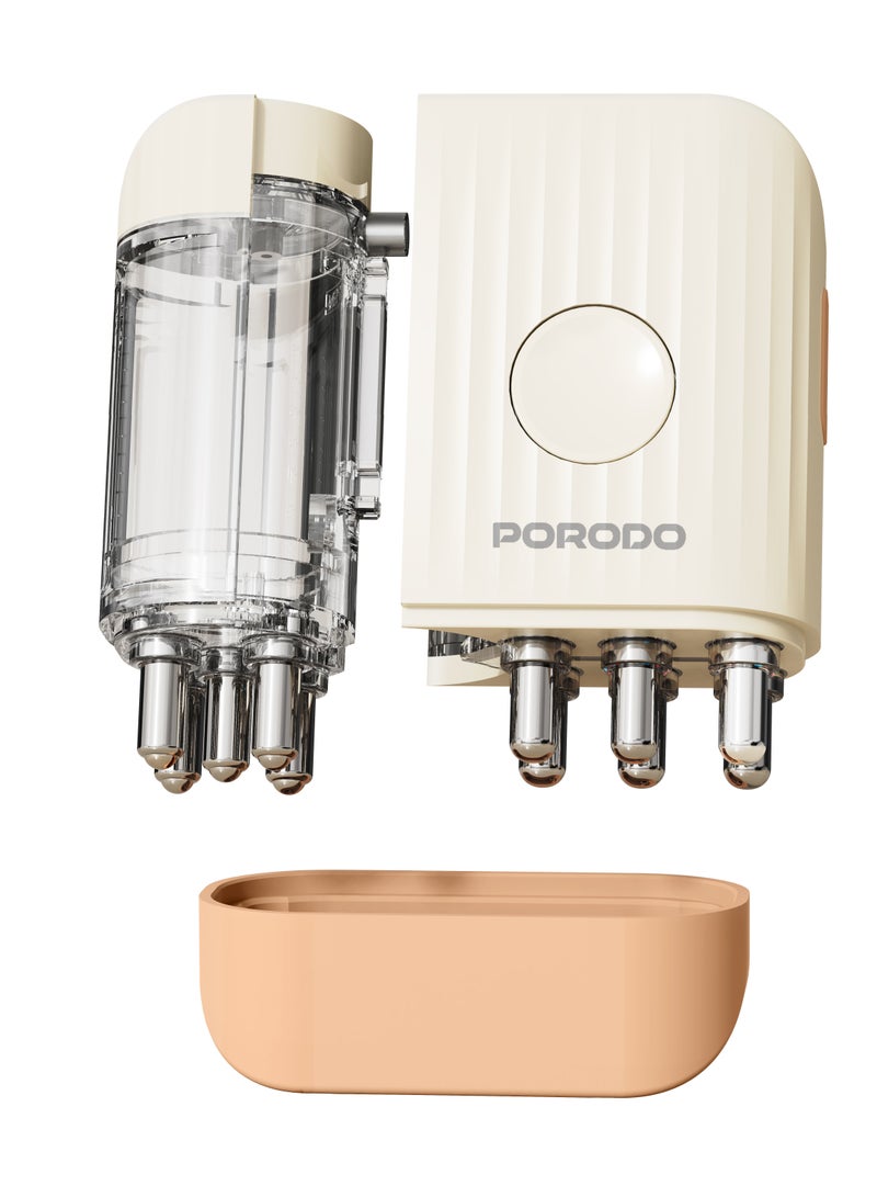 porodo Scalp Massager with EMS & Red Light and Hair Oil Applicator / Light Therapy for Scalp Care / Compact & Lightweight - Beige - Image 3