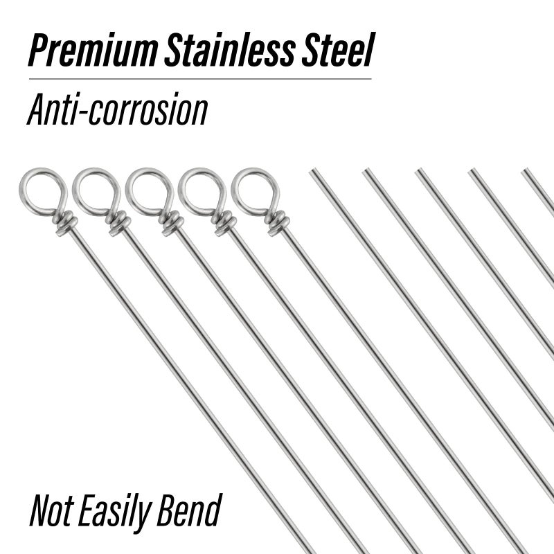 Dr.Fish 30 Pack Fishing Spinner Shaft Stainless Steel Looped Wire Spinner Parts Component Lure Making Supplies Spinnerbait Inline Freshwater Bass Trout Walleye Salmon 6.3x0.027inch - Image 2