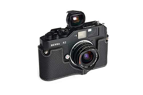 BolinUS Voigtlander Bessa R2 Case BolinUS Handmade Genuine Real Leather Half Camera Case Bag Cover for Voigtlander BESSA R4M R4A R3M R3A R2S R2C R2A R2M R2 T Camera with Hand Strap Black - Image 3