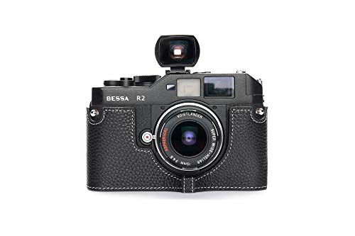 BolinUS Voigtlander Bessa R2 Case BolinUS Handmade Genuine Real Leather Half Camera Case Bag Cover for Voigtlander BESSA R4M R4A R3M R3A R2S R2C R2A R2M R2 T Camera with Hand Strap Black - Image 1
