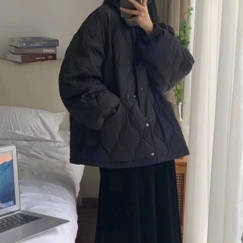 Womens Thickened Cotton Jacket Loose Casual Style Winter Outerwear Purple Lotus Seed Design City Commute Fashion 2023 Blue (three-in-one)  - Image 2