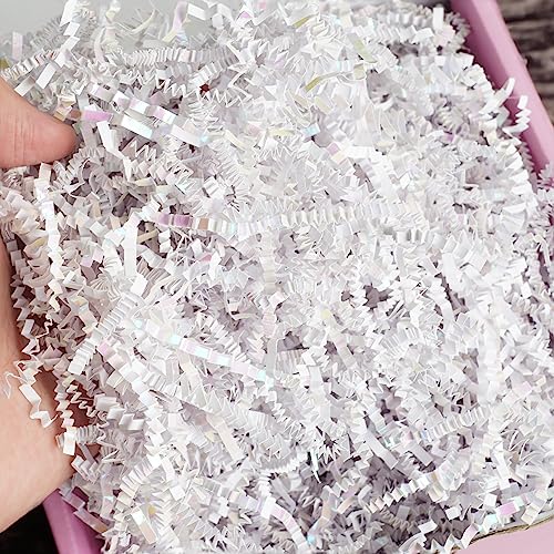 Uptotop 1/2LB Crinkle Cut Paper Shred Filler for Gift Wrapping Basket Filling, Birthday, Christmas, Thanksgiving, Wedding, Mother's Day (Diamond White) - Image 4