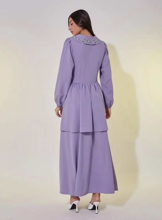 تايك تو Embroidered Collar Dress