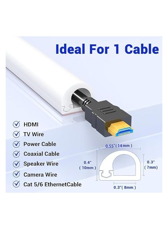 erorex Wall Cord Hider 118 Inch, Self-Adhesive Wire Cover Raceway for Walls, Flexible Wire Cover Cable Raceway for Cord Management, Tv Cord Hider for Wall Mounted, Cable Cover, W0.55 H0.39in - Image 5