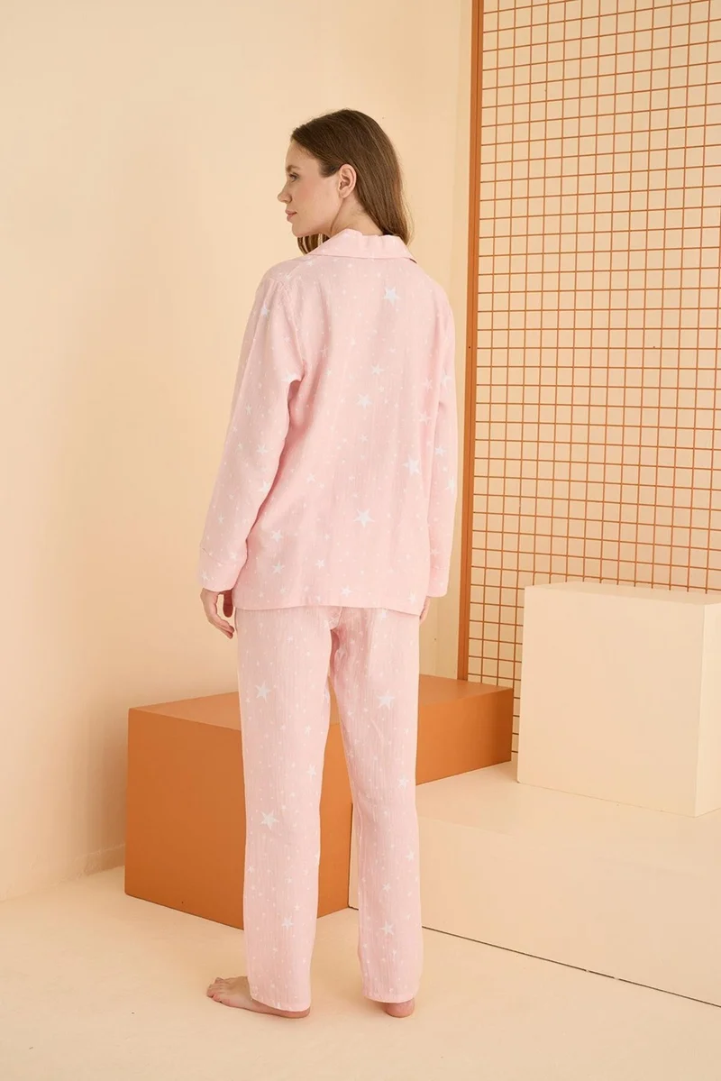 ان بي بي Seasonal 100% Cotton Star Printed Buttoned Pocket Pajama Set