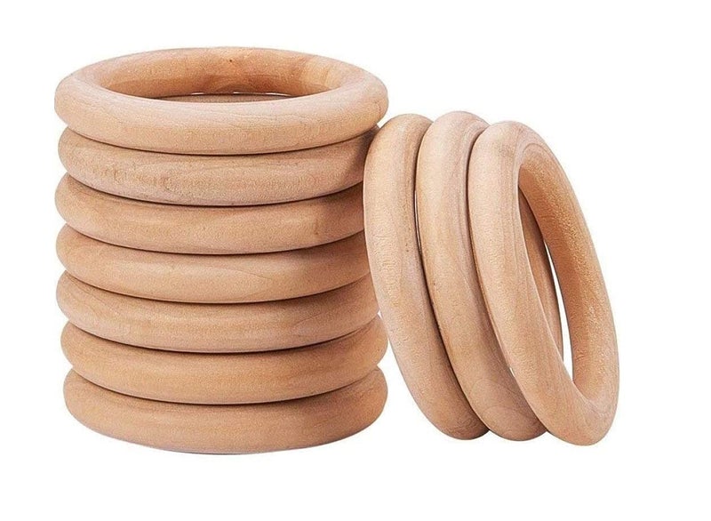 PRANSUNITA PRANSUNITA Wooden Round Rings 4 cm Natural Smooth Unfinished Wood Circles for Art Crafts Jewellery Making Macrame Connectors Wall Door HangingToranBandhanwar CraftsPack of 20 pcs