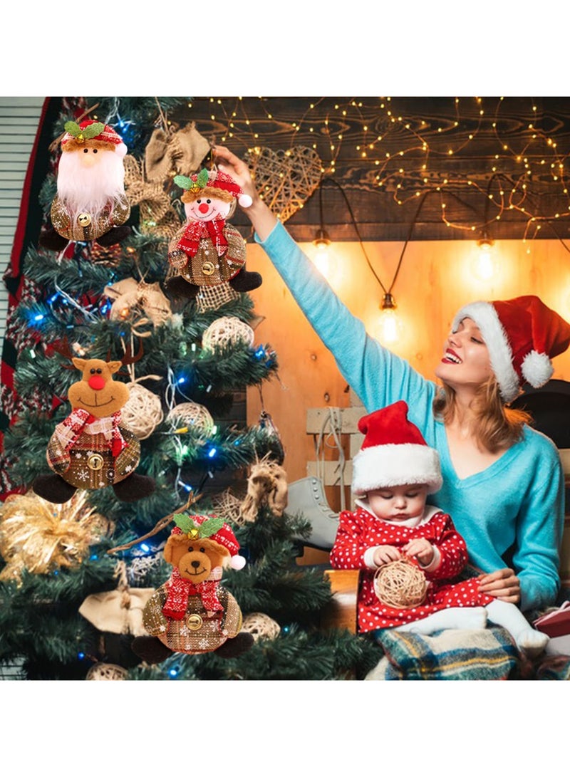 AUTOYSUR Plush Hanging Ornaments – Santa, Snowman & Reindeer, Set of 4 - Image 2