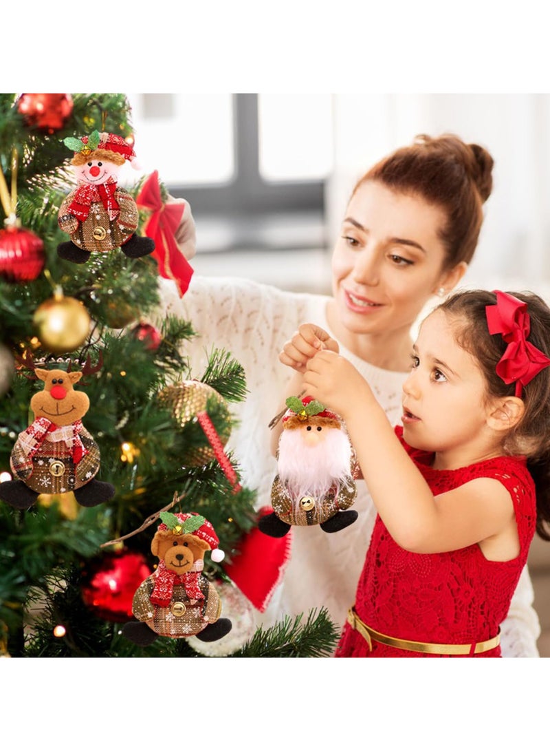 AUTOYSUR Plush Hanging Ornaments – Santa, Snowman & Reindeer, Set of 4 - Image 3