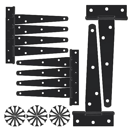 AYAYGD 6 Inch Heavy Duty Gate Hinges 10 Pack T Strap Hinge Shed Storage Gate Barns Tee Hinges with Screws for Wooden Fences Shed Doors Outdoor Barns Black - Image 1