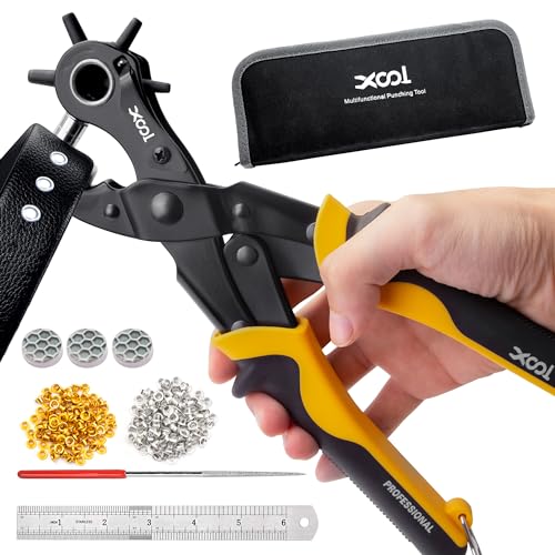 XOOL 2 in 1 Leather Hole Punch Eyelet Tool Kit 316 45mm Metal Eyelets for Fabric Hole Puncher Eyelet Pliers for Shoes Leather Clothes Belt - Image 1