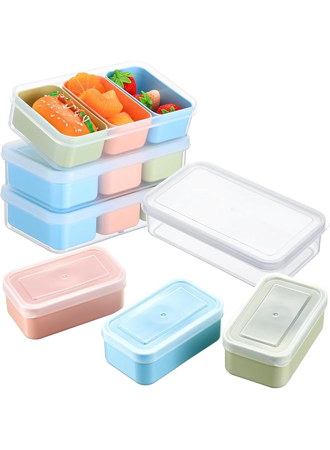 Green Tiger 4 Set Snack Containers, with 3 Removable Compartments Reusable Snack Box, with Lids Stackable Meal Prep Containers, for Fridge Snack Charcuterie Candy Nuts Spice, Microwave Dishwasher Safe - Image 1
