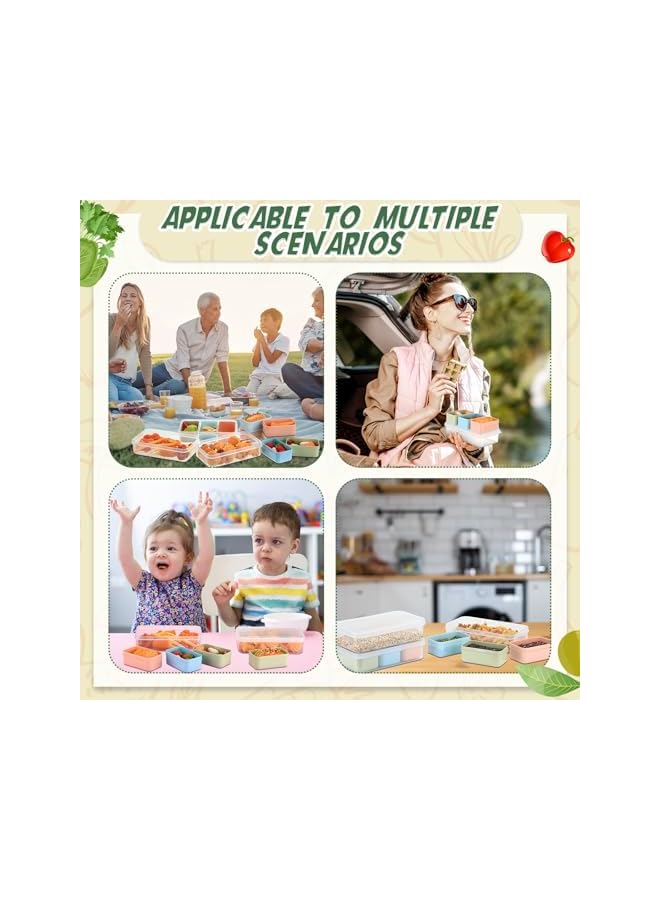 Green Tiger 4 Set Snack Containers, with 3 Removable Compartments Reusable Snack Box, with Lids Stackable Meal Prep Containers, for Fridge Snack Charcuterie Candy Nuts Spice, Microwave Dishwasher Safe - Image 4