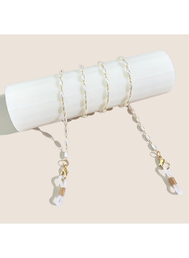 Generic Send yourself elegant and fashionable 3 * 6mm rice bead handmade chain women's hanging neck glasses rope face mask hanging rope  - Image 3