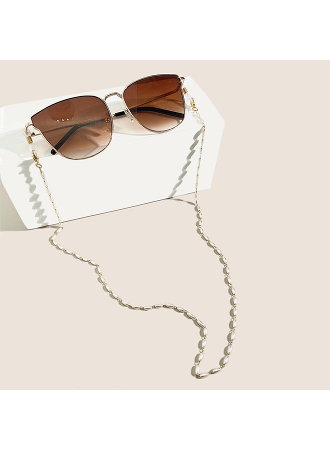 Generic Send yourself elegant and fashionable 3 * 6mm rice bead handmade chain women's hanging neck glasses rope face mask hanging rope  - Image 2