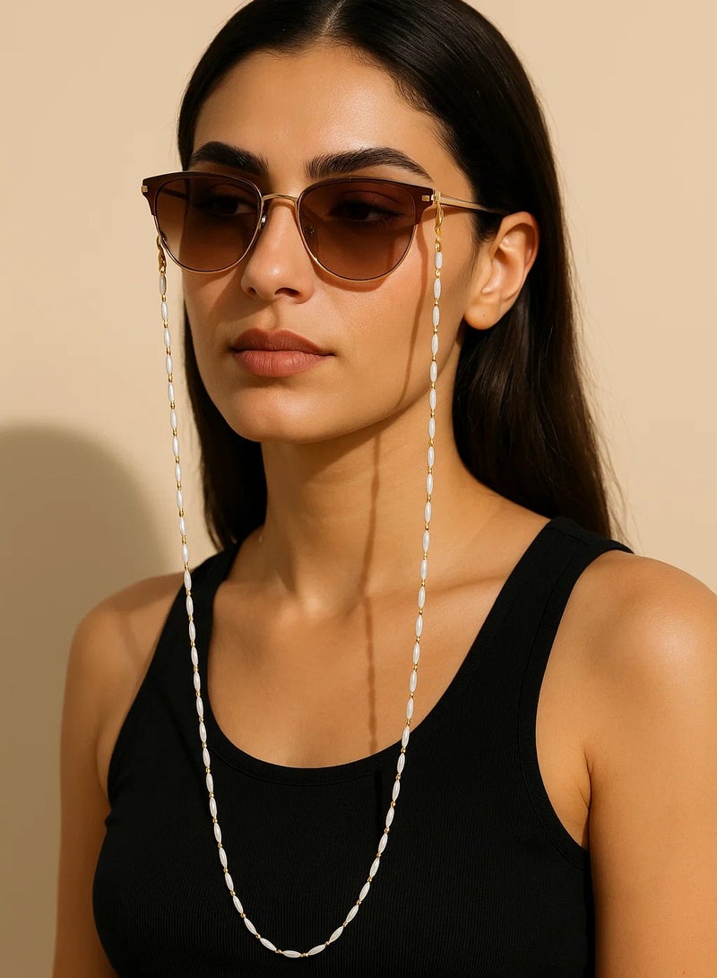 Generic Send yourself elegant and fashionable 3 * 6mm rice bead handmade chain women's hanging neck glasses rope face mask hanging rope  - Image 1