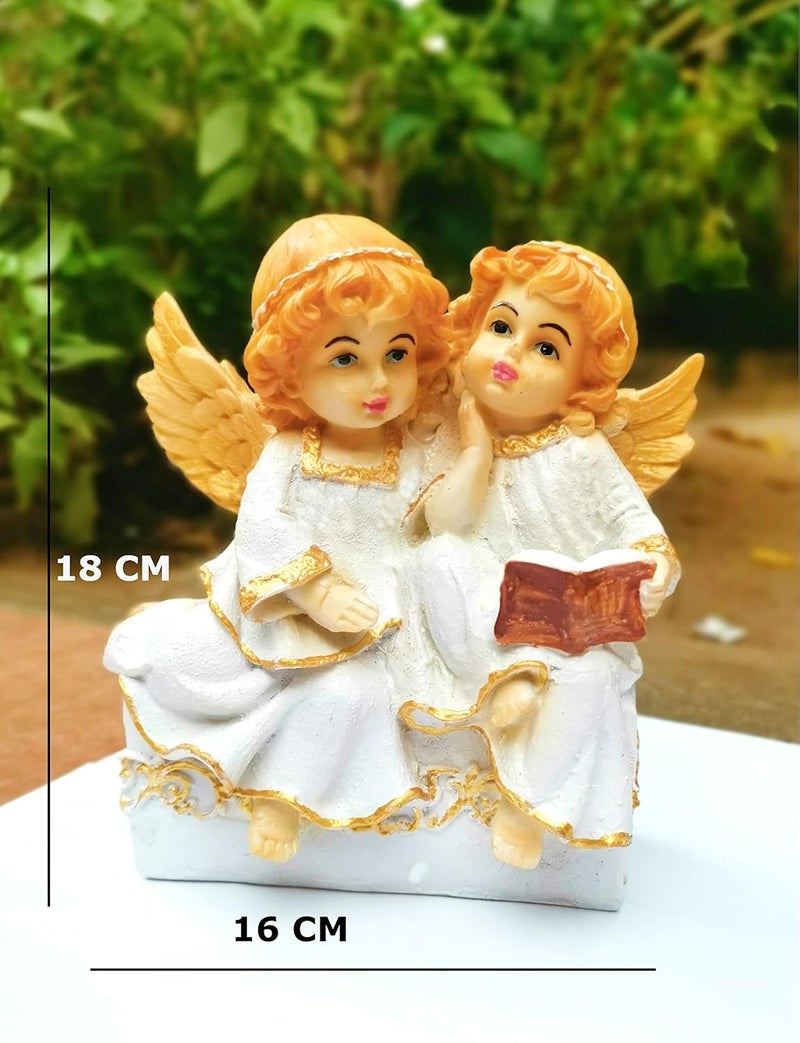 Newven Poly Marble Angel Catholic Wall Decorative Christian Statues Figurine Showpiece Idol for Home Decor Craft Gifts for House Warming for Living Room Multicolour 16 x 9 x 18 cm - Image 2