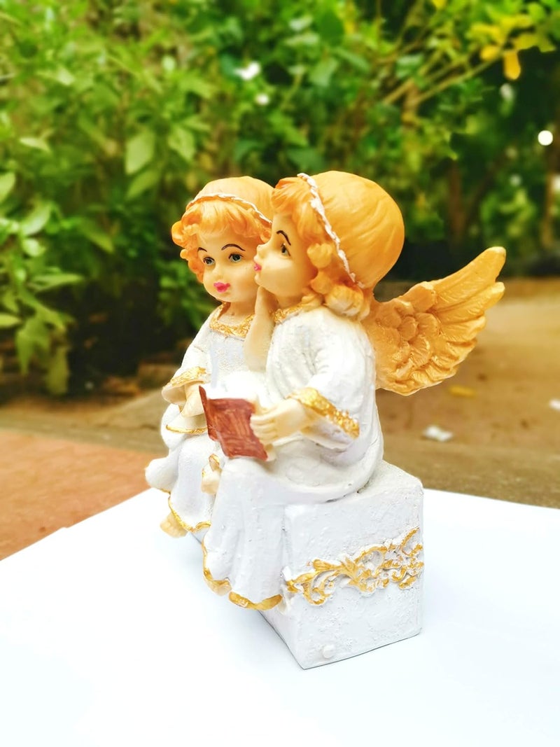 Newven Poly Marble Angel Catholic Wall Decorative Christian Statues Figurine Showpiece Idol for Home Decor Craft Gifts for House Warming for Living Room Multicolour 16 x 9 x 18 cm - Image 5