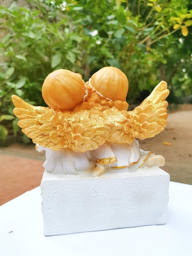 Newven Poly Marble Angel Catholic Wall Decorative Christian Statues Figurine Showpiece Idol for Home Decor Craft Gifts for House Warming for Living Room Multicolour 16 x 9 x 18 cm - Image 4