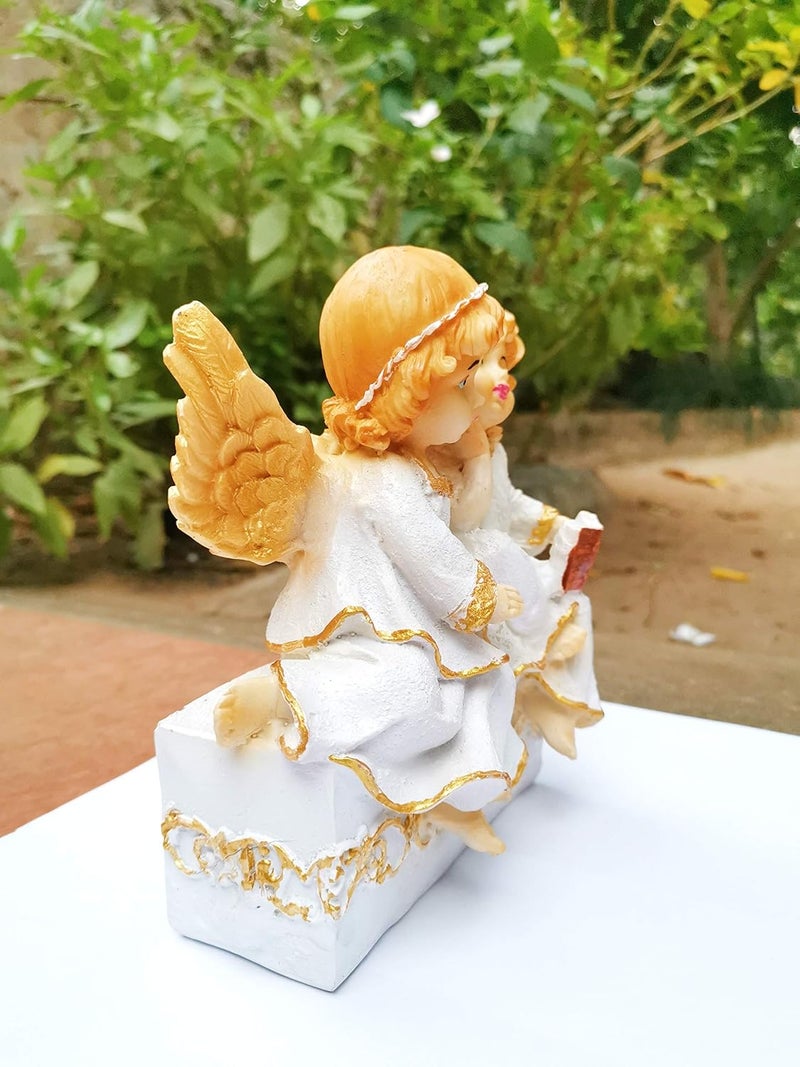 Newven Poly Marble Angel Catholic Wall Decorative Christian Statues Figurine Showpiece Idol for Home Decor Craft Gifts for House Warming for Living Room Multicolour 16 x 9 x 18 cm - Image 3