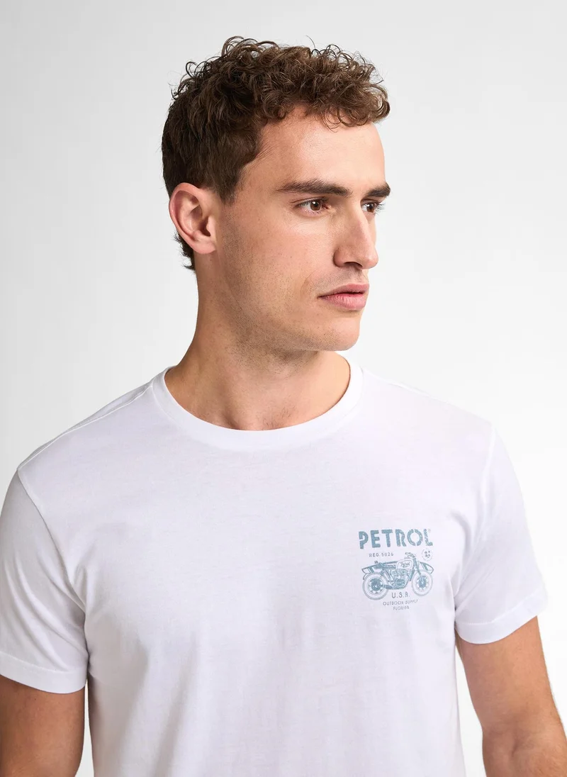 Petrol Industries 0000-Bright White Men T-Shirt SS Classic Print for Men | Best Price UAE