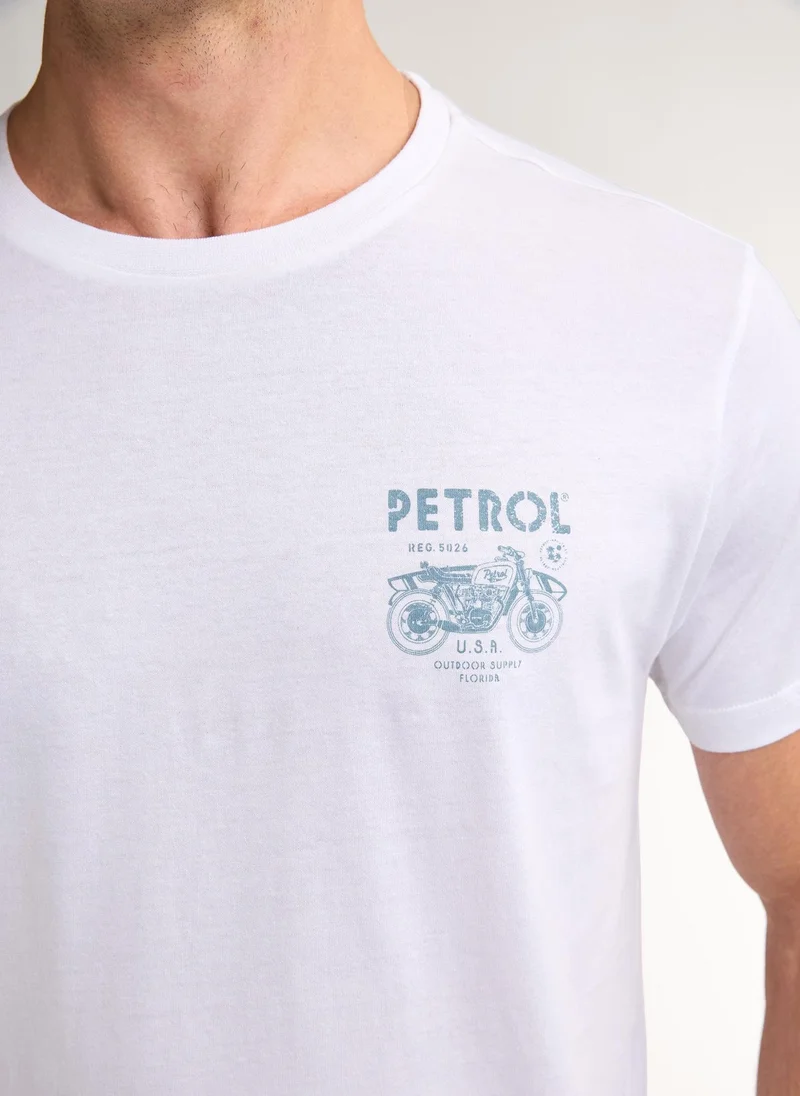 Petrol Industries 0000-Bright White Men T-Shirt SS Classic Print for Men | Best Price UAE